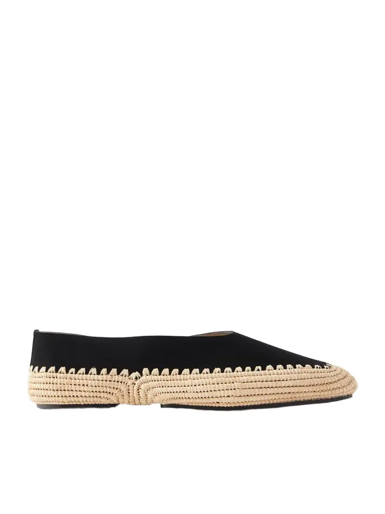 Gabriela Hearst Strength Suede And Raffia Flat