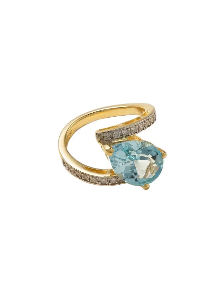 Mateo Slanted 14-karat Gold, Topaz And Diamond Ring