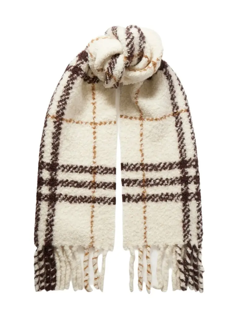 Burberry Fringed Checked Alpaca-blend Bouclé Scarf - Women's Accessories