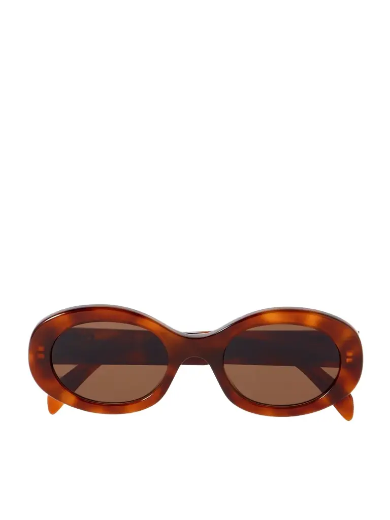 CELINE Eyewear Triomphe Oval-frame Tortoiseshell Acetate Sunglasses