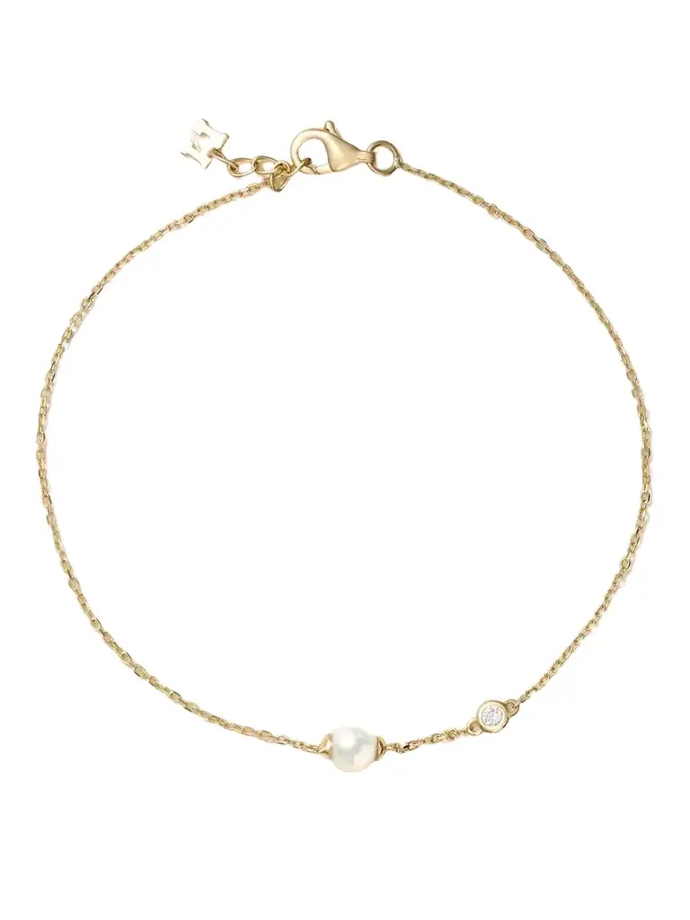 Mateo 14-karat Gold, Pearl And Diamond Bracelet