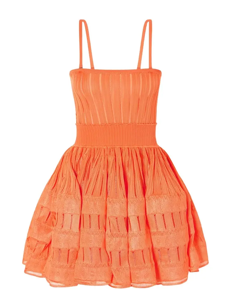 Alaïa Tiered Pointelle-knit Mini Dress