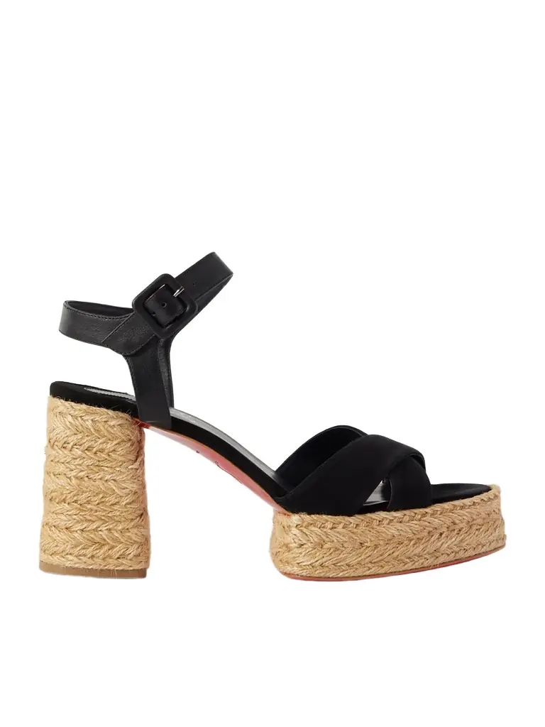 Christian Louboutin Calakala 85 Leather And Suede Espadrille Platform Sandals
