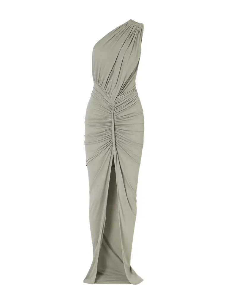 Rick Owens Avra One-shoulder Gathered Stretch-jersey Gown