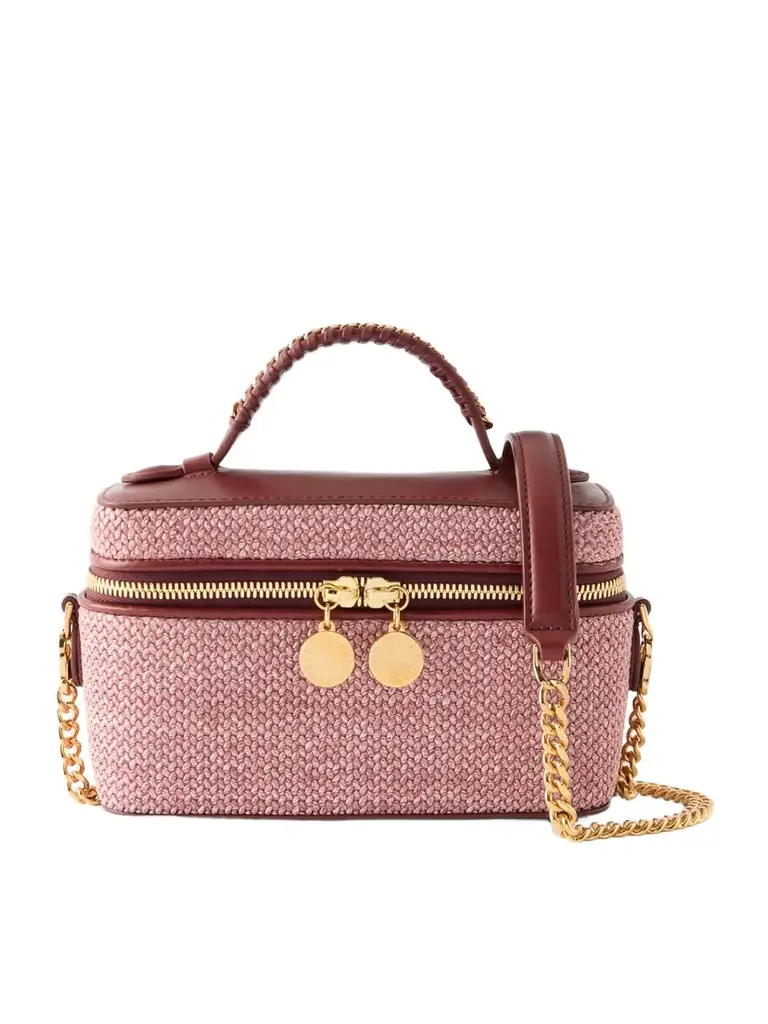 Stella McCartney Falabella Vanity Case Vegetarian Leather-trimmed Raffia Shoulder Bag