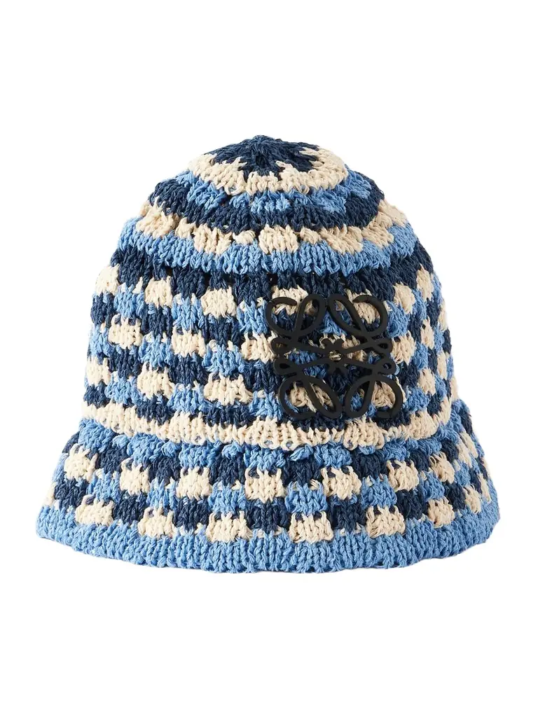 Loewe + Paula's Ibiza Anagram Appliquéd Crocheted Paper-blend Bucket Hat