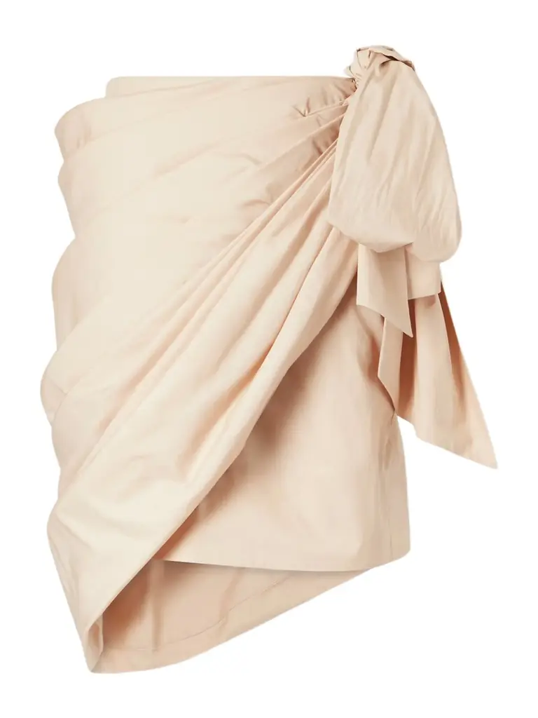 Chloé Bow-embellished Draped Cotton Midi Skirt