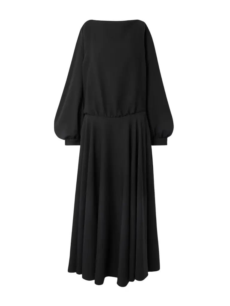 Balenciaga Balloon Gathered Draped Cutout Silk And Wool-blend Crepe Maxi Dress