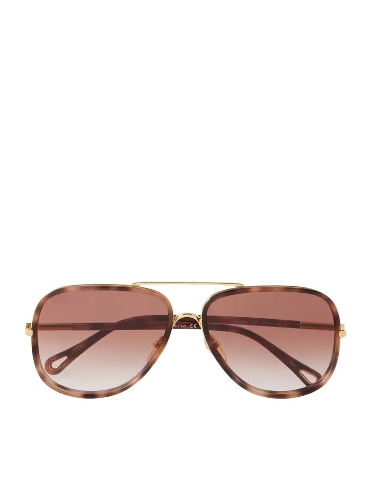 Chloé Tubolar Aviator-style Tortoiseshell Acetate Sunglasses