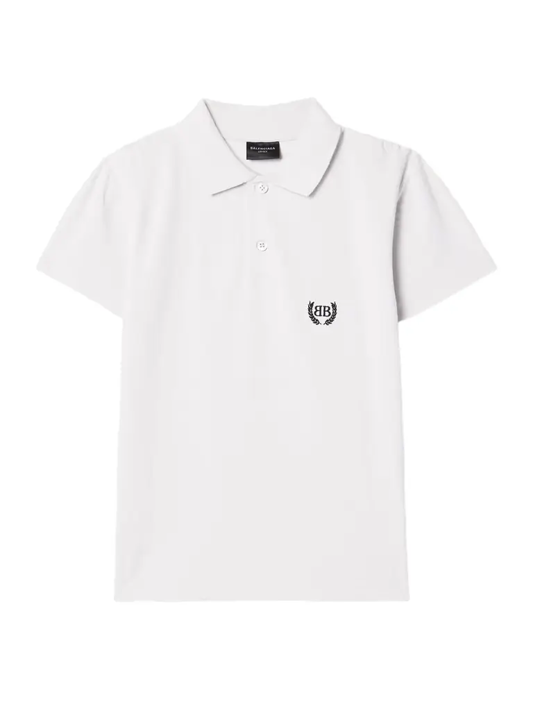 Balenciaga Distressed Embroidered Cotton-piqué Polo hirt