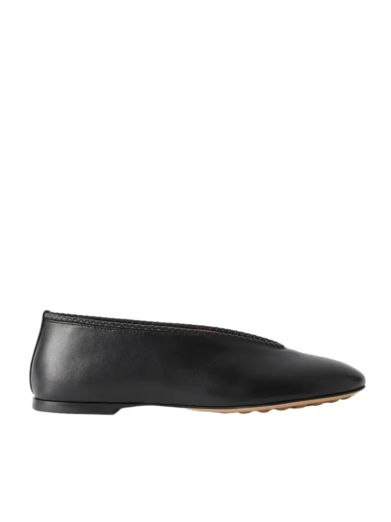 Bottega Veneta Rosa Intrecciato-trimmed Leather Ballet Flats