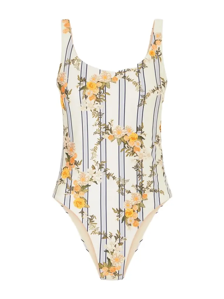Agua by Agua Bendita Gema Valle Bead-embellished Printed Stretch Recycled Swimsuit