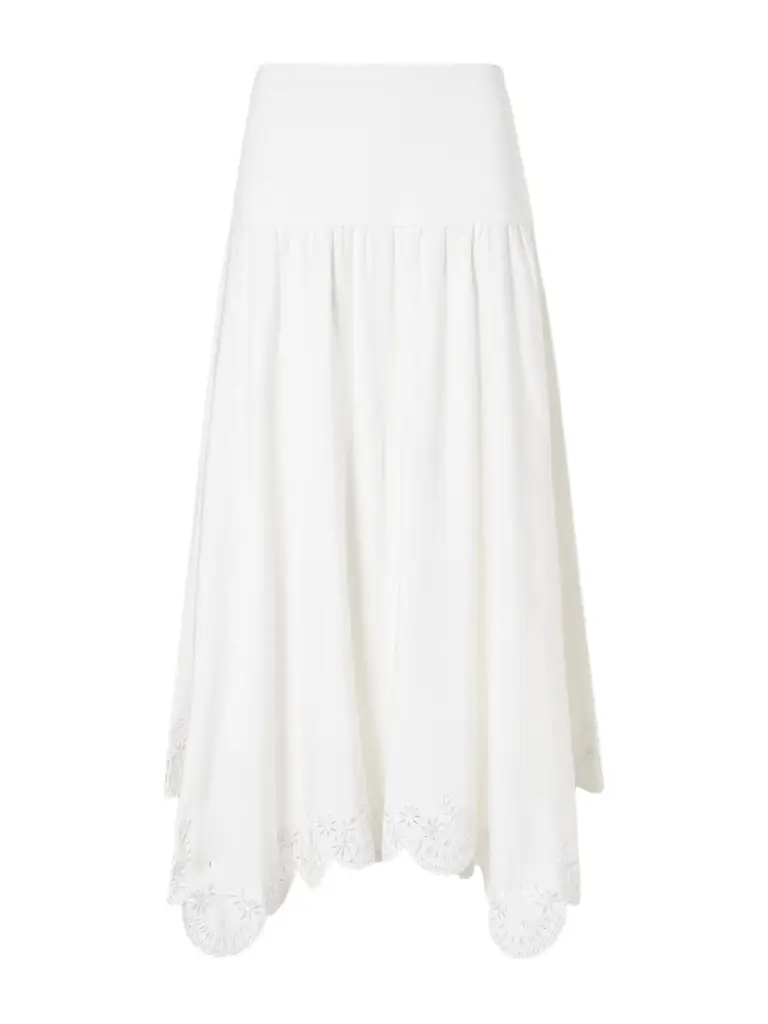 Simkhai Heaven Embroidered Linen-blend Midi Skirt