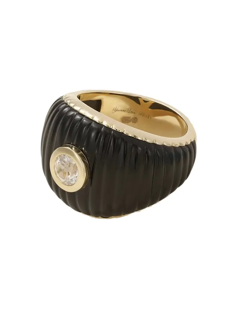 Yvonne Léon Bague 9-karat Gold, Onyx And Topaz Ring