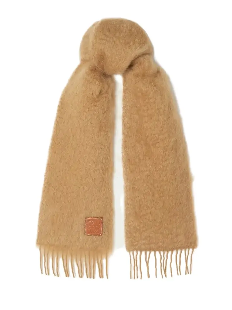 Loewe Appliquéd Fringed Mohair-blend Scarf