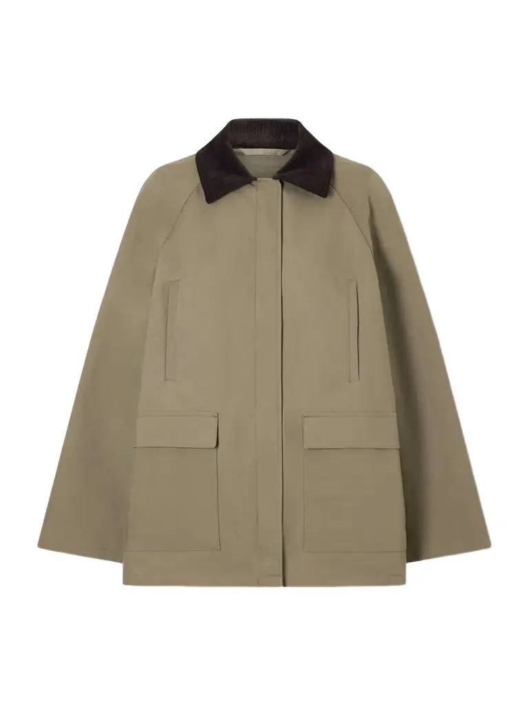 TOTEME Corduroy-trimmed Cotton-gabardine Coat - Women's Clothing