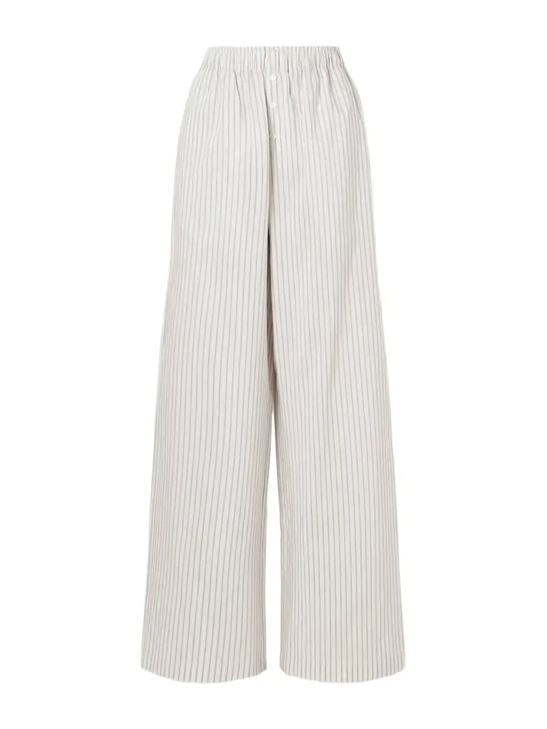 RÓHE Striped Silk And Cotton-blend Wide-leg Pants