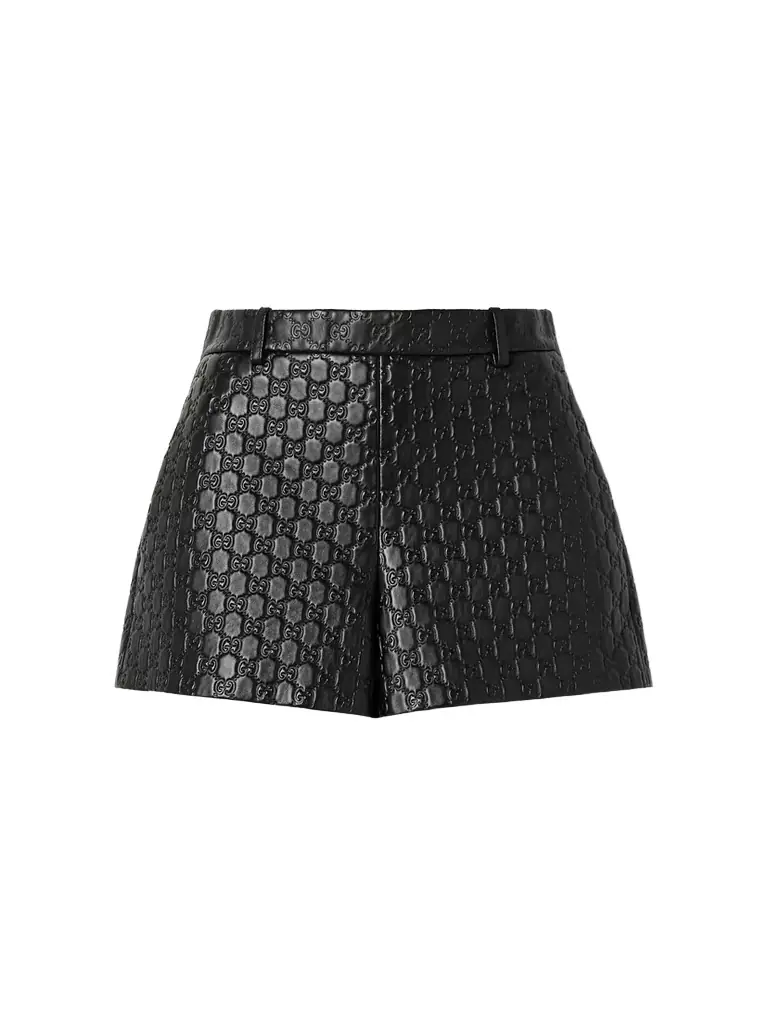 Gucci Debossed Leather Shorts