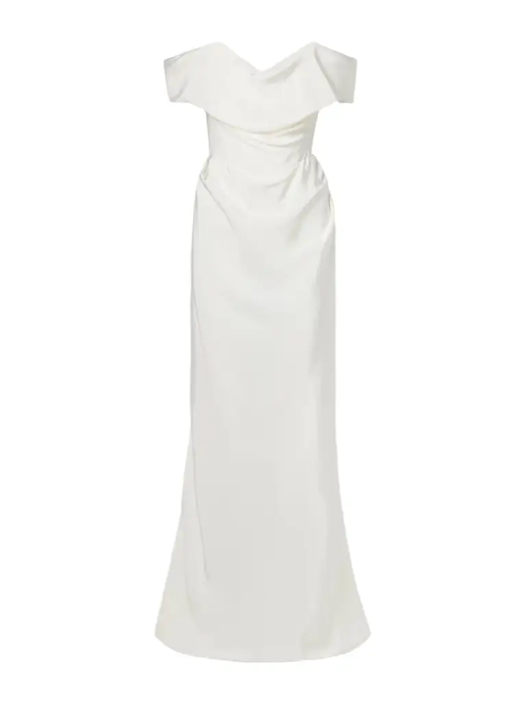 Vivienne Westwood Nova Cocotte Off-the-shoulder Draped Silk-crepe Gown - Off-white