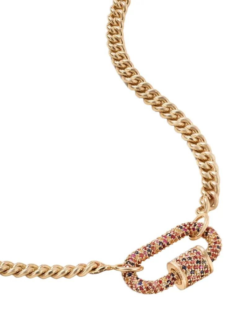 Marla Aaron Allstone Lock 14-karat Gold Sapphire Necklace