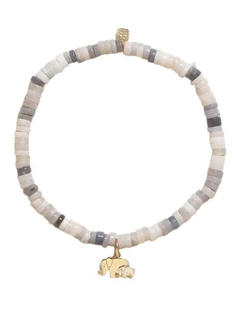 Sydney Evan Elephant Family 14-karat Gold, Enamel, Opal And Diamond Bracelet
