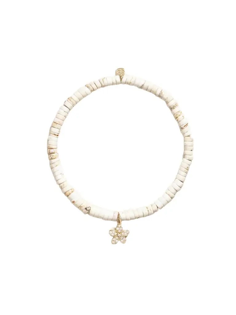 Sydney Evan Small Plumeria 14-karat Gold, Turquoise And Diamond Bracelet