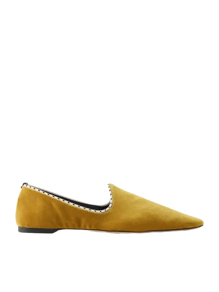 TOTEME Leather-trimmed Velvet Slippers