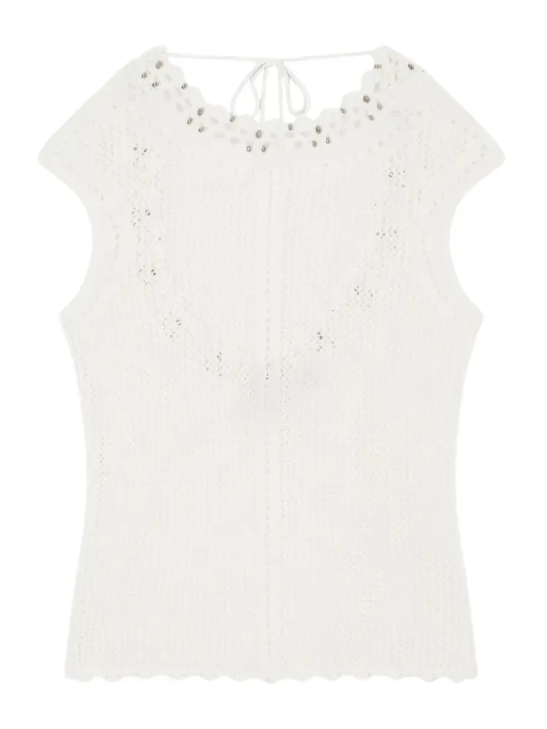 Isabel Marant Metorie Embellished Crochet Cotton-blend Tank