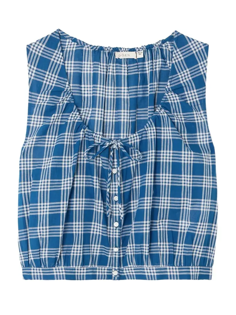 DÔEN Theo Cropped Checked Organic Cotton Top