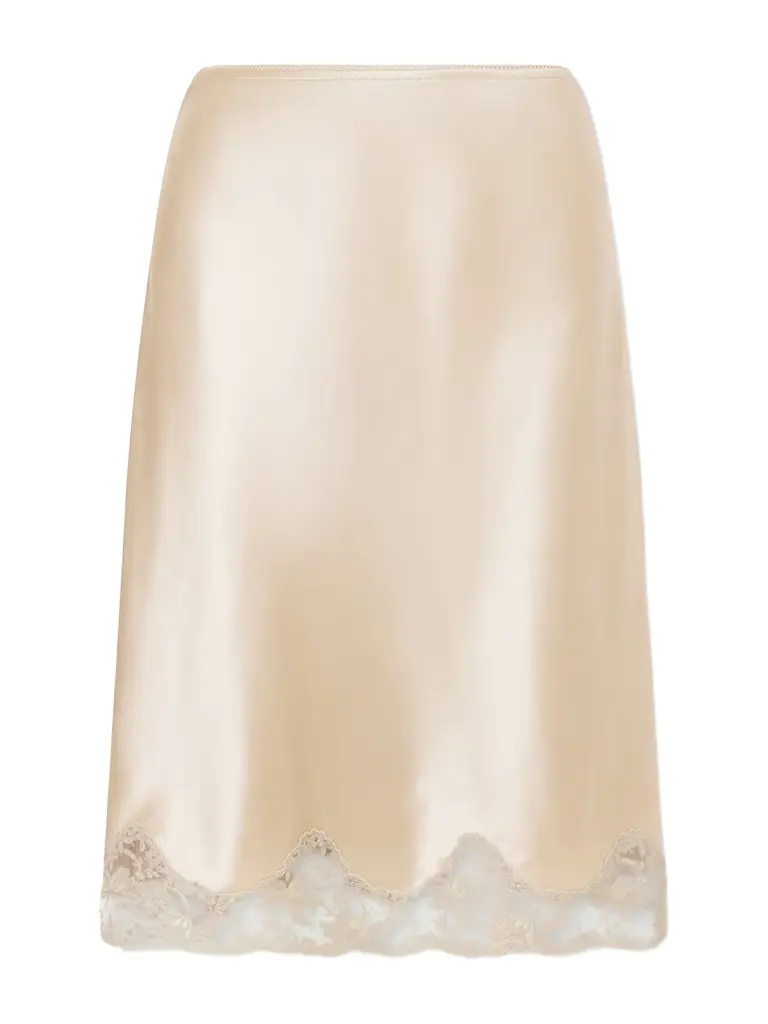 Saint Laurent Lace-trimmed Silk-satin Skirt