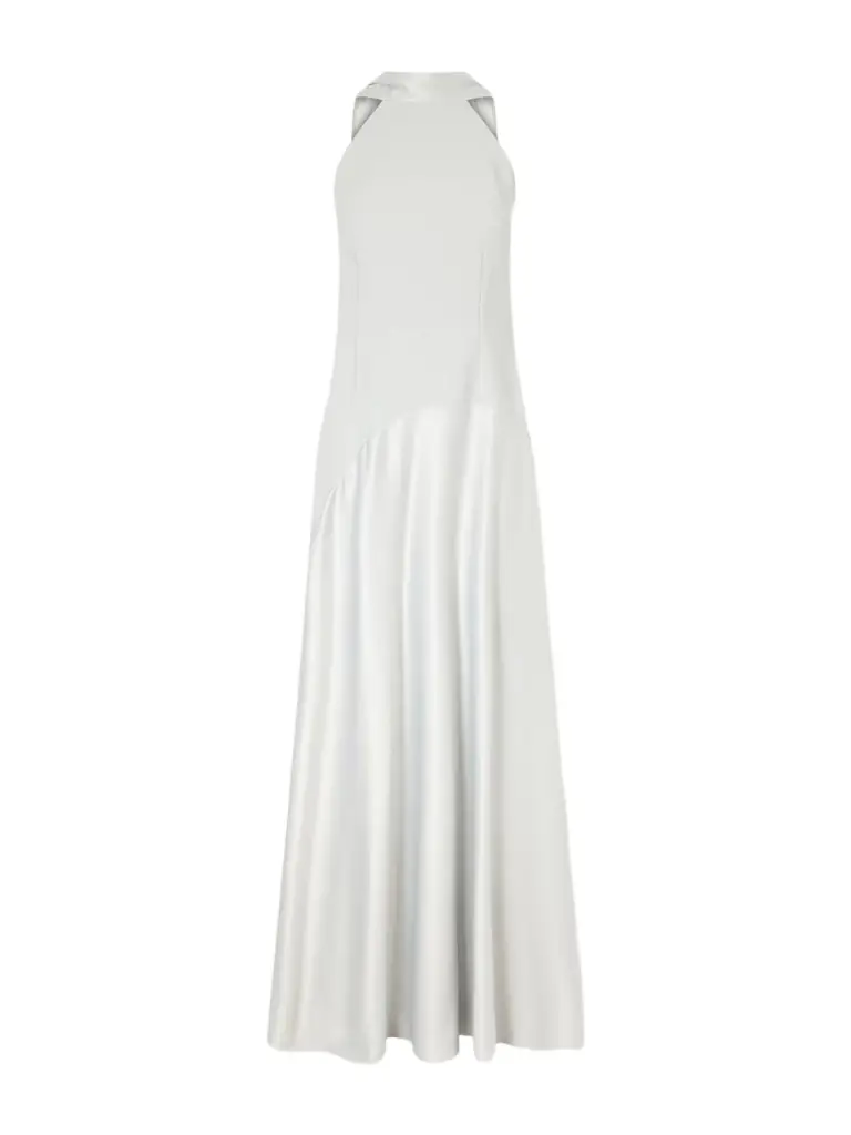 Solace London Cece Cape-effect Crepe And Satin Gown