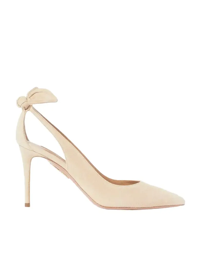 Aquazzura Bow Tie 85 Suede Pumps