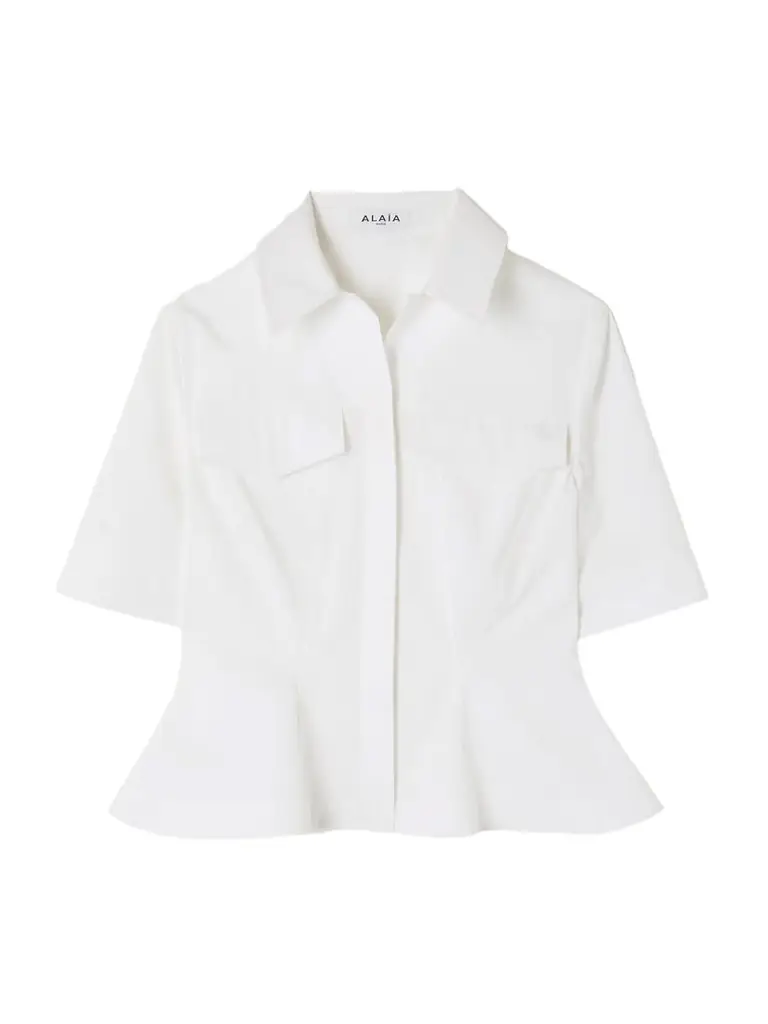 Alaïa Paneled Cotton-poplin Peplum Shirt