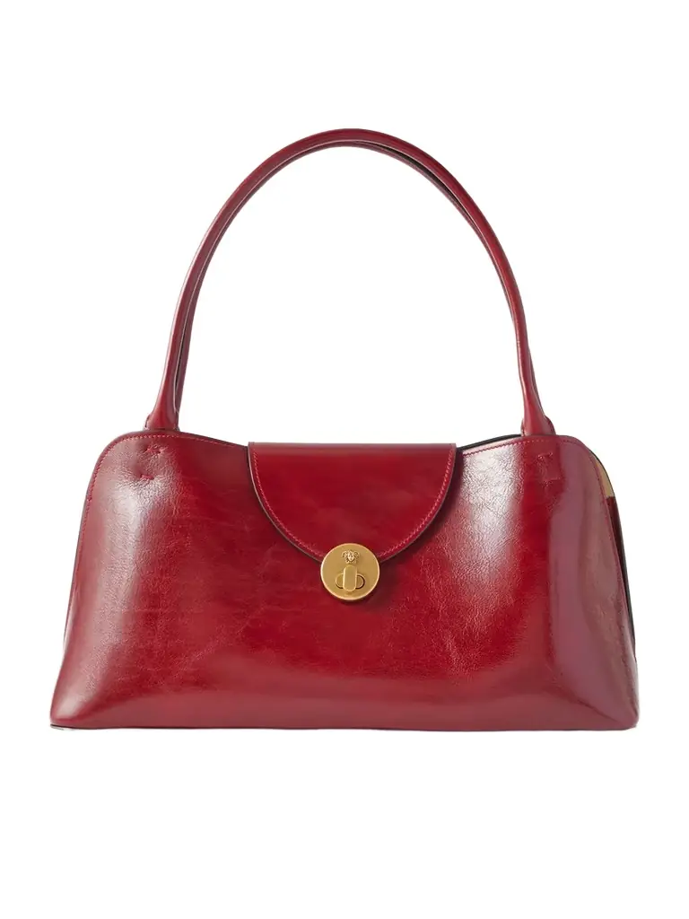 Versace Vivian Medium Glossed-leather Shoulder Bag