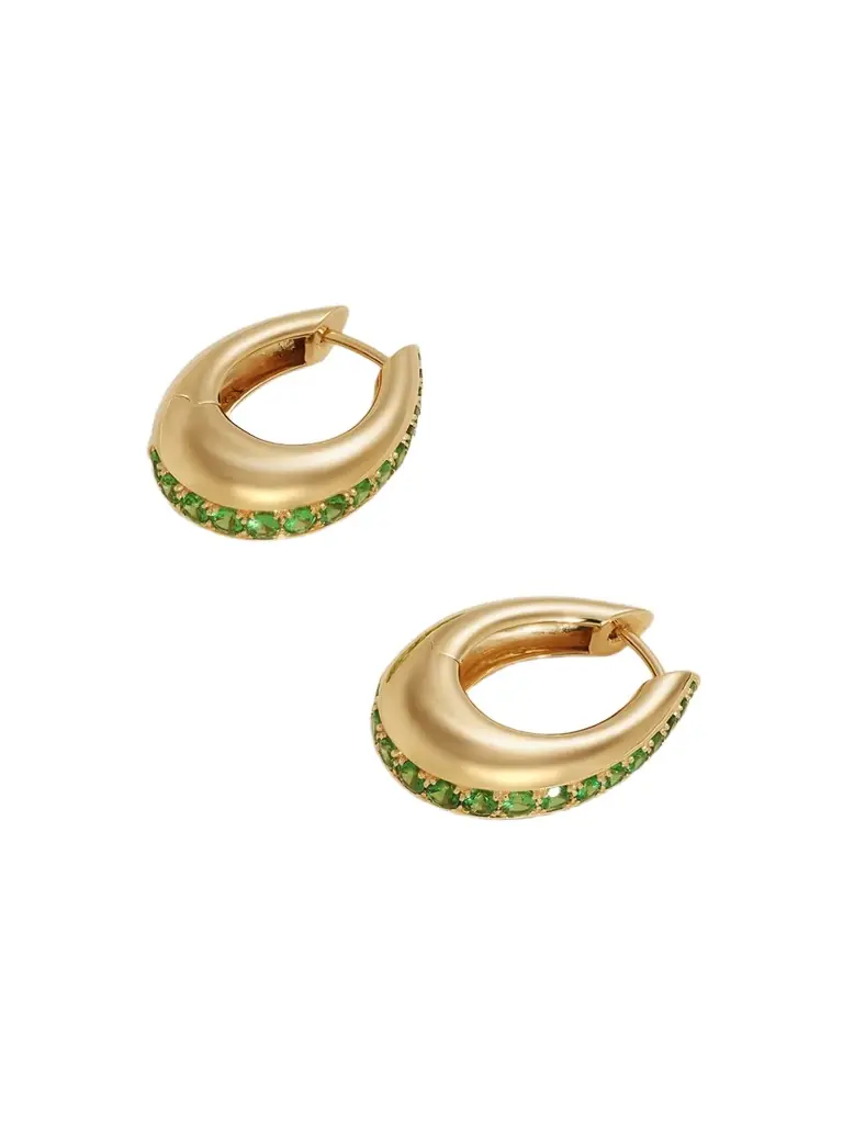 Ananya Chakra Icon 18-karat Gold Tsavorite Hoop Earrings