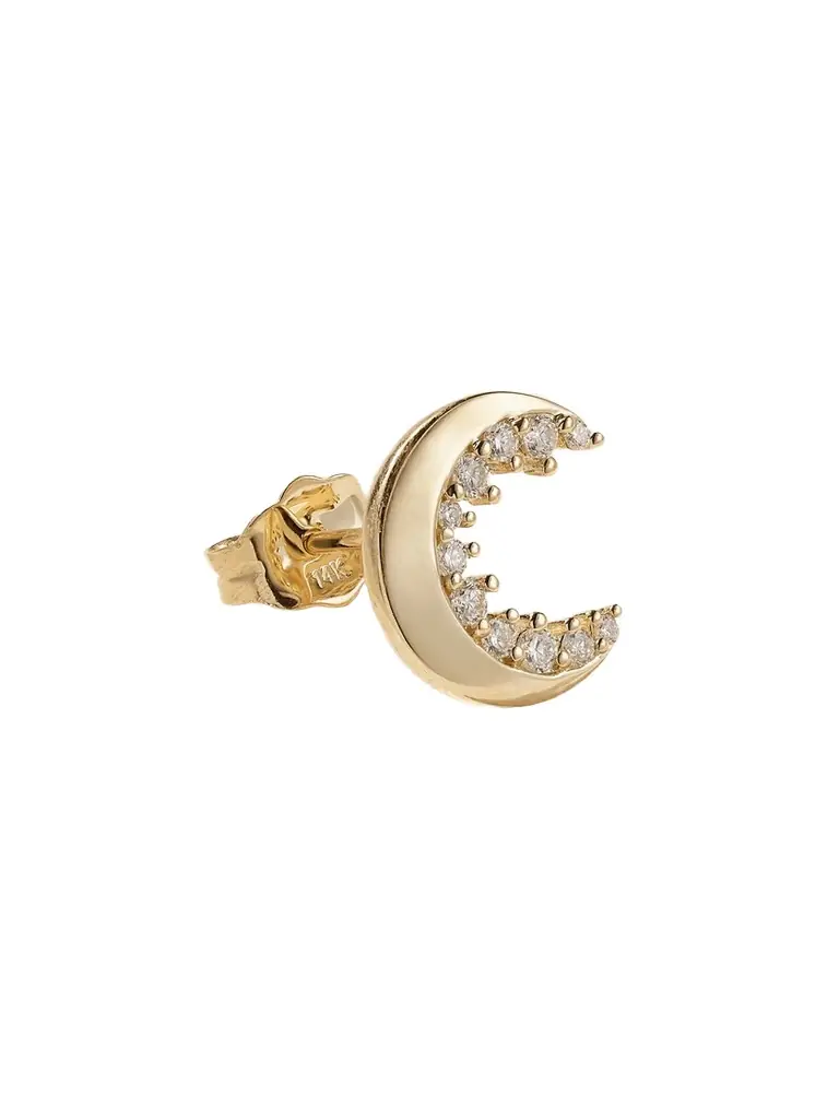 Sydney Evan Crescent Moon 14-karat Gold Diamond Single Earring