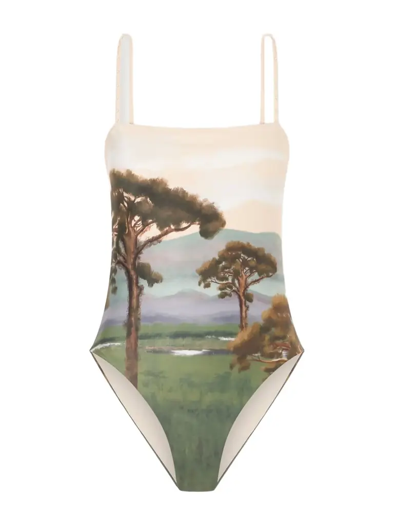 Agua by Agua Bendita Durazno Paraiso Embellished Printed Stretch Recycled Swimsuit - Women's Clothing