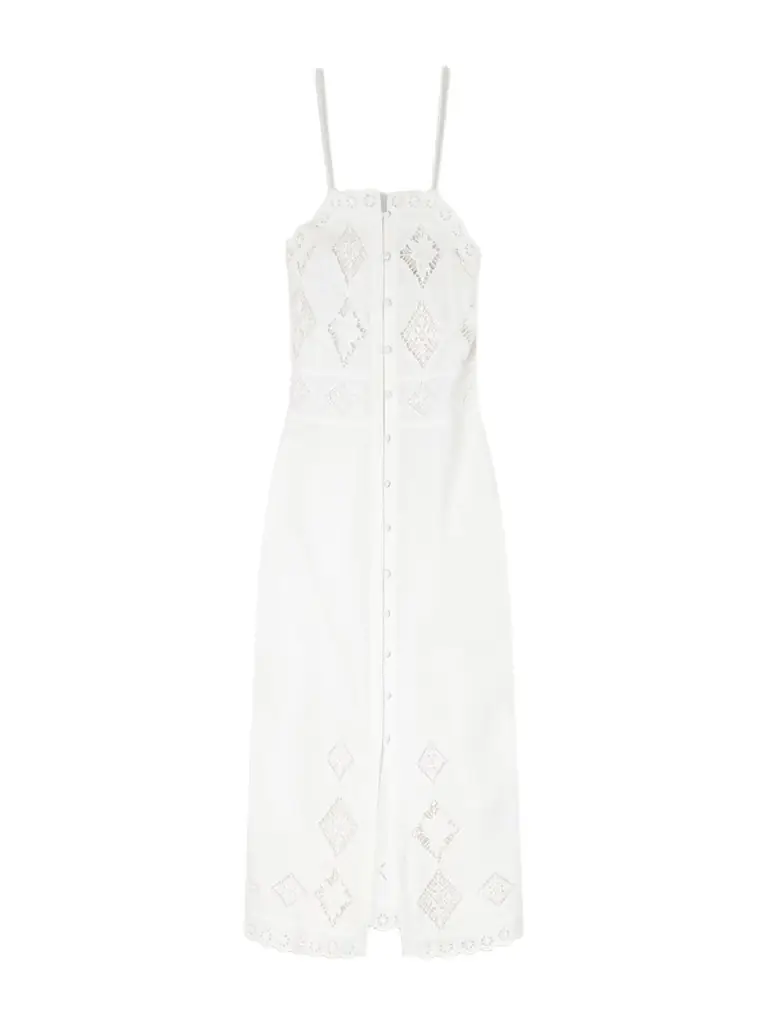 Isabel Marant Nelsane Broderie Anglaise Cotton And Linen-blend Midi Dress