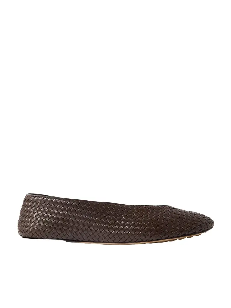 Bottega Veneta Rosa Intrecciato Leather Ballet Flats
