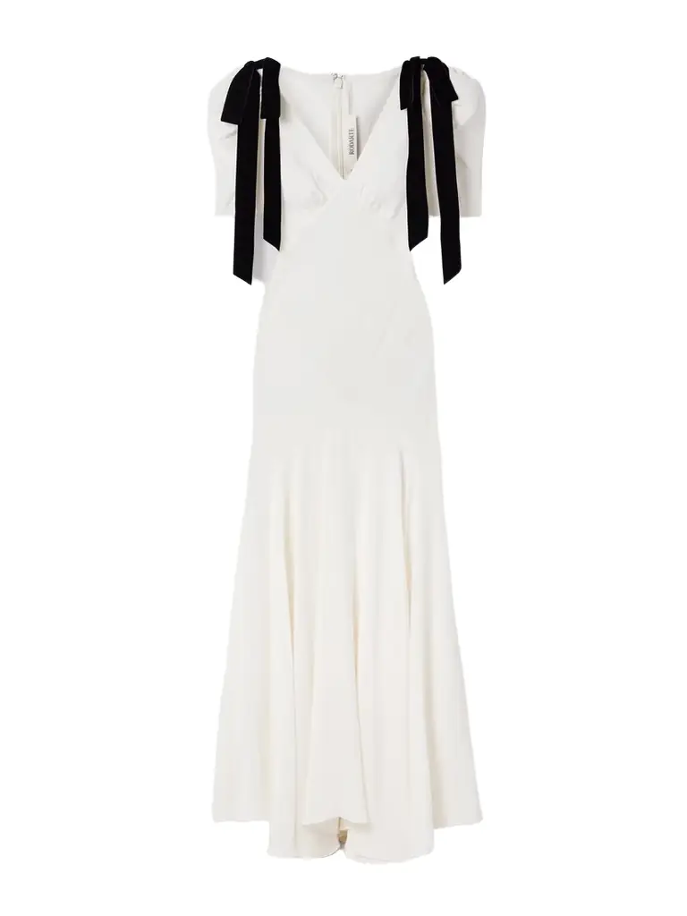 Rodarte Velvet Bow-embellished Silk-crepe Gown