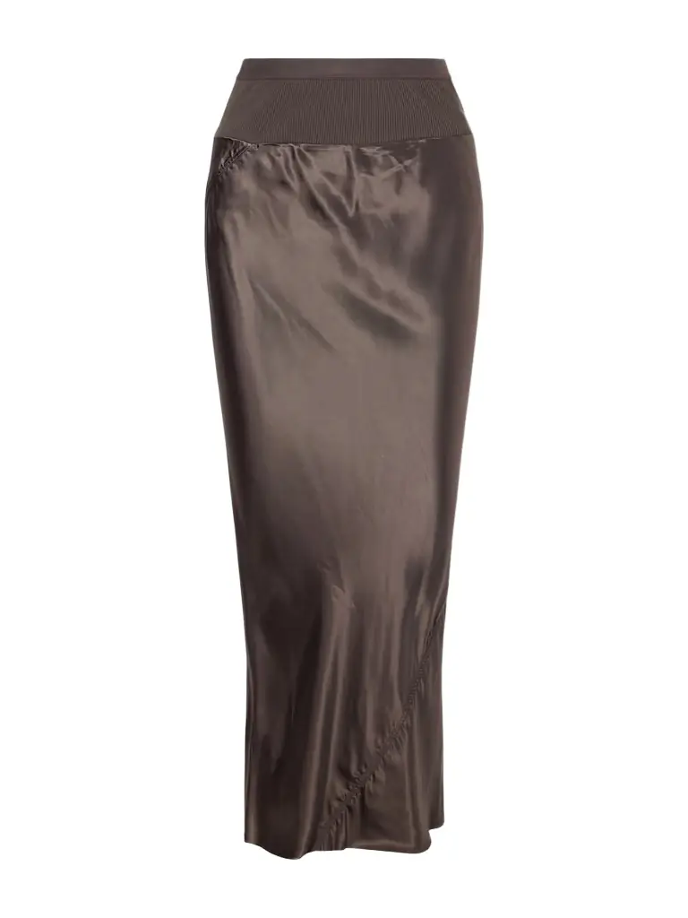 Rick Owens Ribbed Jersey And Recycled-satin Midi Skirt