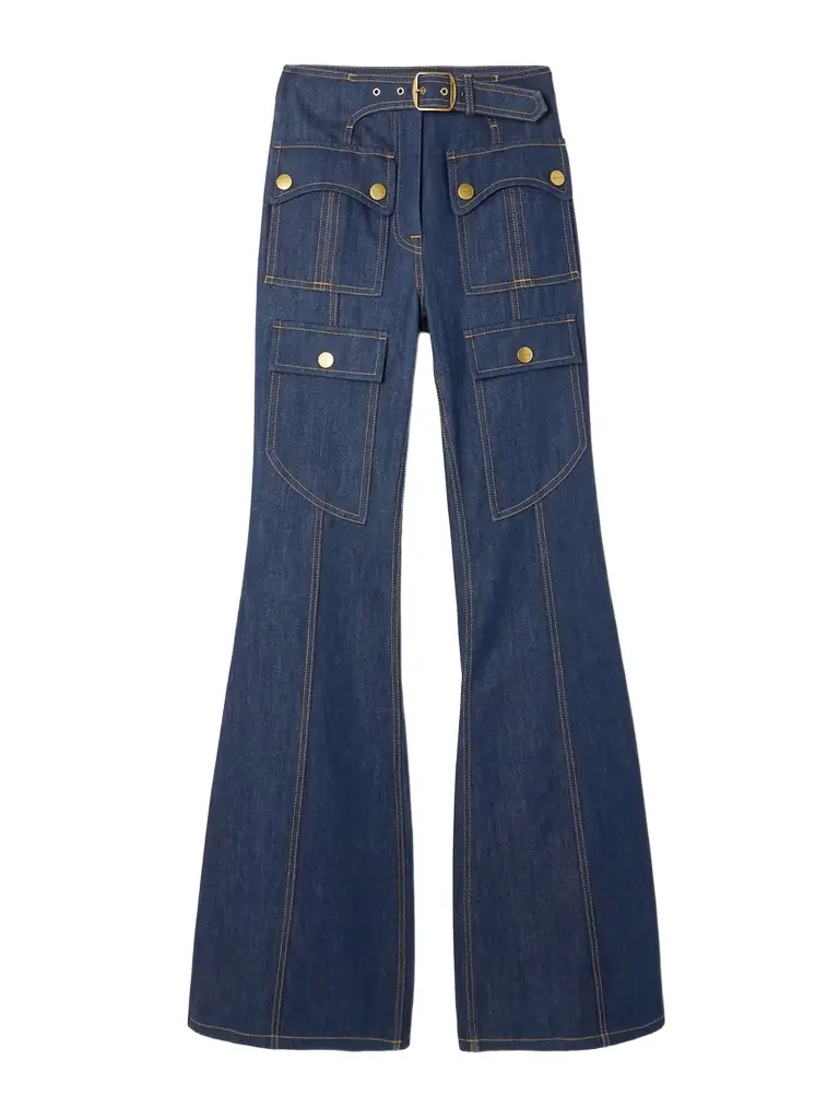 Zimmermann Luna Buckled Flared Cargo Jeans