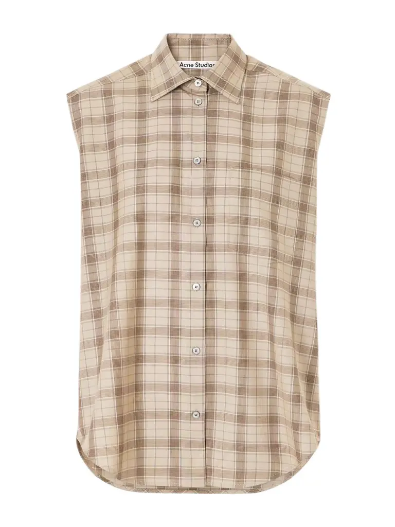 Acne Studios Sinora Sleeveless Checked Wool Shirt