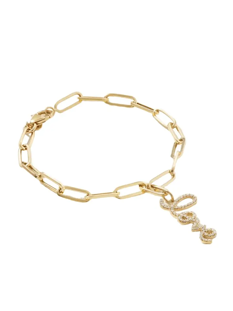 Sydney Evan Medium Love 14-karat Gold Diamond Bracelet
