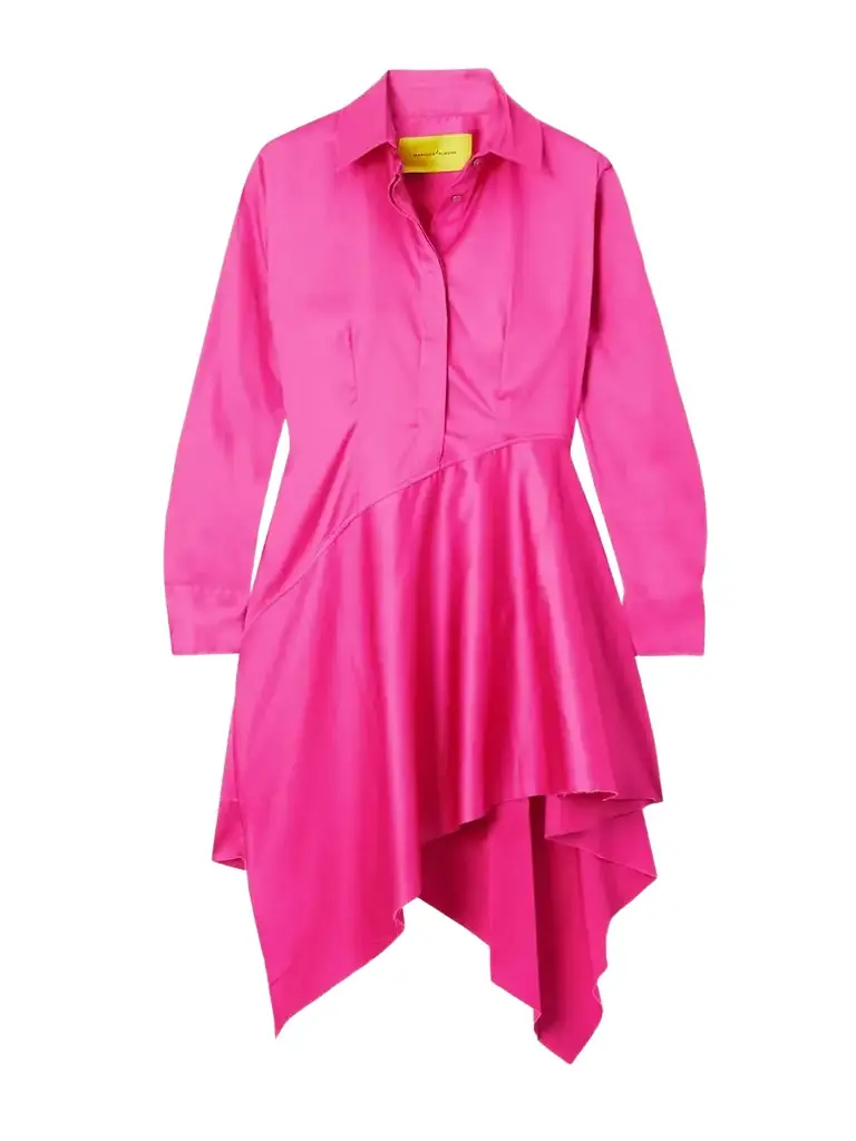 cotton poplin asymmetrical shirt dress asymmetric pleated cotton-poplin midi shirt dress - white