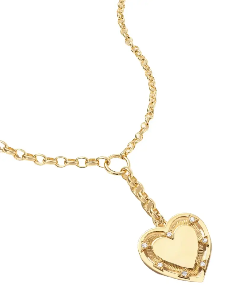Foundrae Heart Token Love 18-karat Gold Diamond Necklace