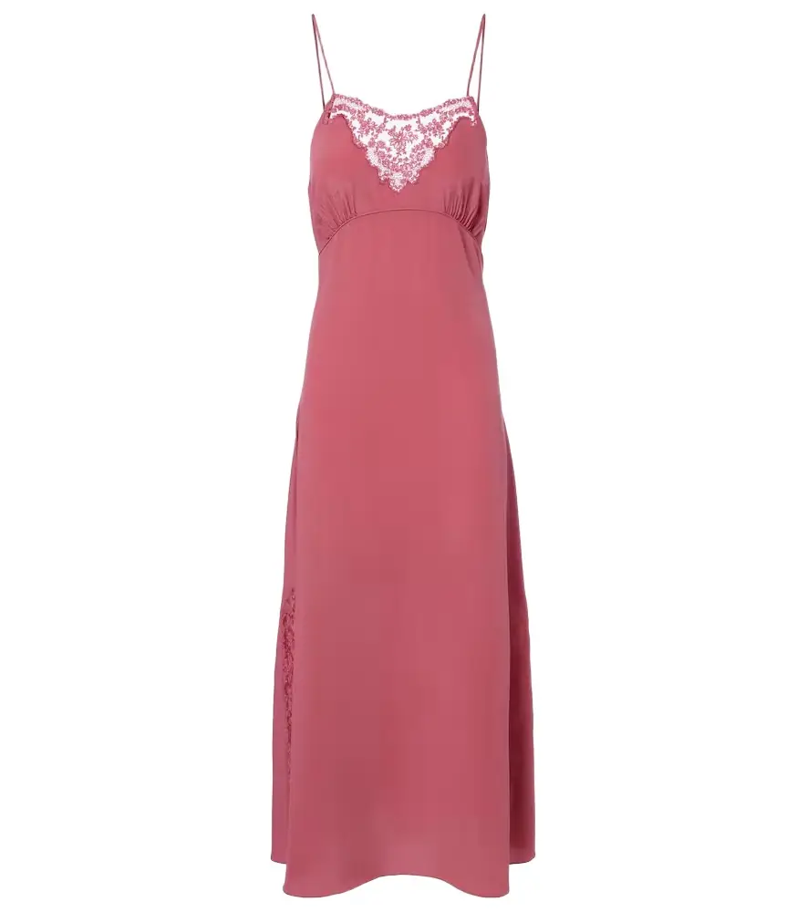 Chloe Chloé Lace-trimmed silk slip dress