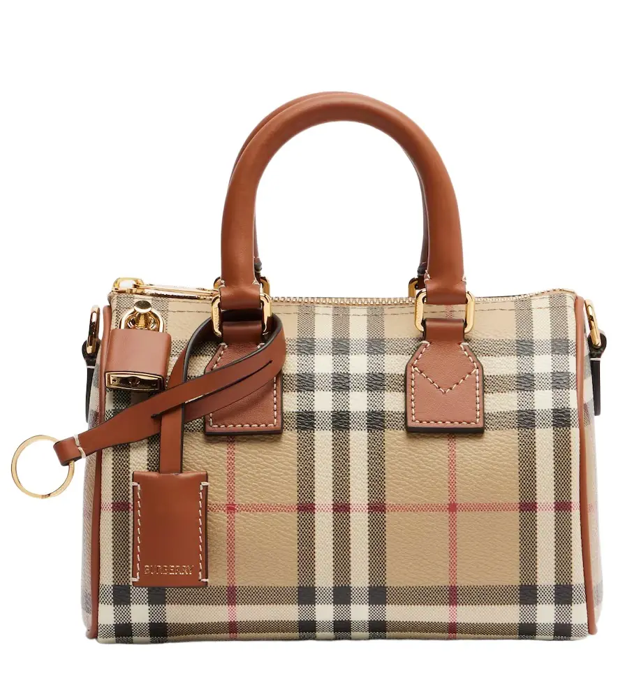 Burberry Check leather-trimmed bowling bag