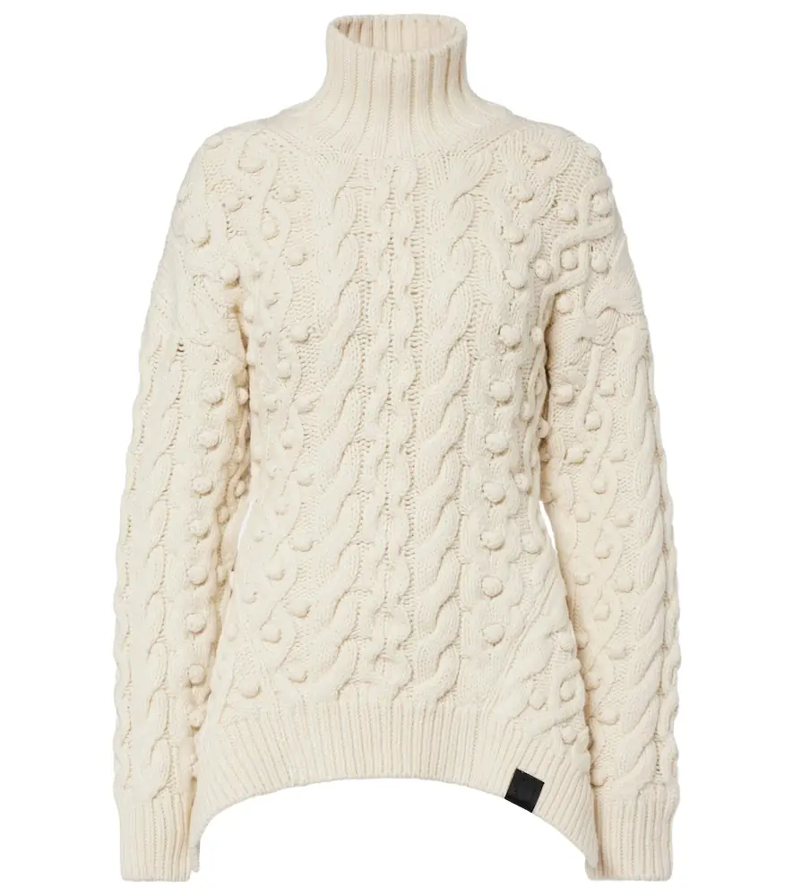 Stella McCartney Cable-knit draped wool turtleneck sweater - Women's Clothing