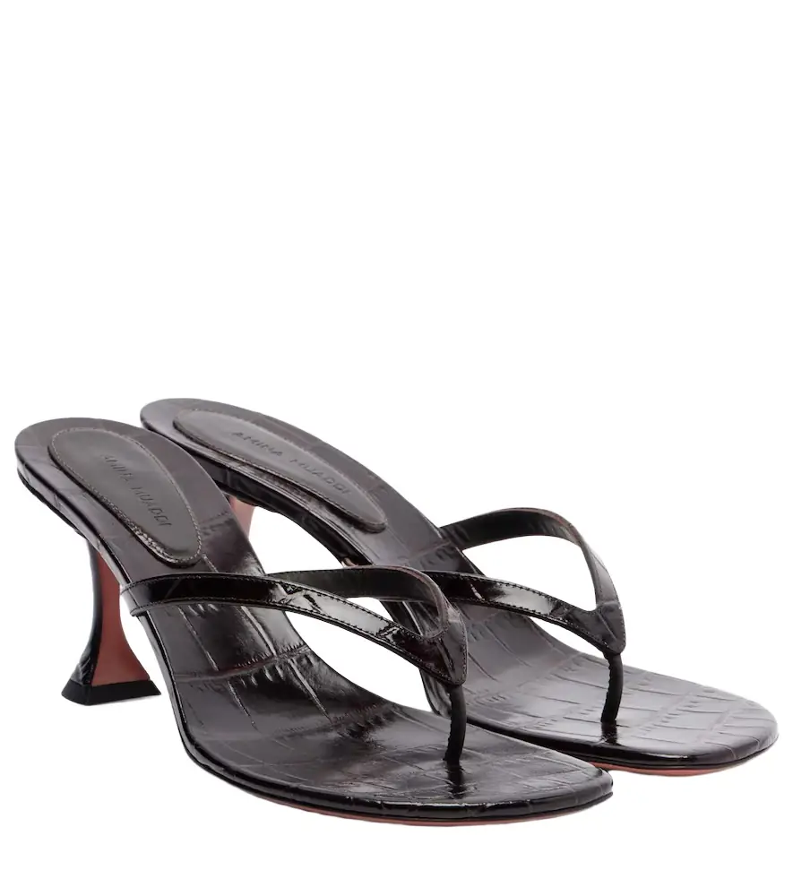 Amina Muaddi Juliette croc-effect leather thong sandals